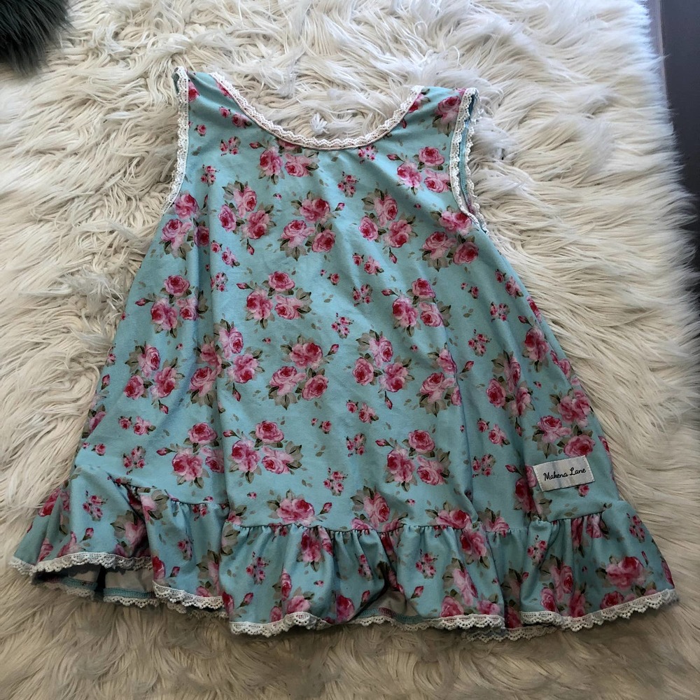 makena lane blue pink floral ruffle dress size girl's 10